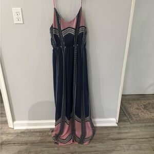 Love Blue and Pink Spaghetti Strap Maxi Sundress